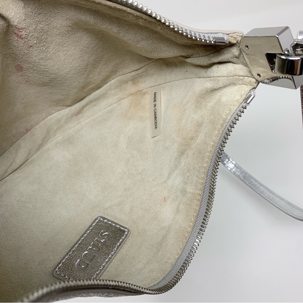 Staud Walker Shoulder Bag Silver Metallic Leather Crescent Half Moon - Picture 16 of 16